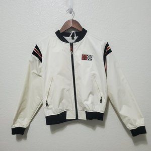 Y2K Harley Davidson Moto racing jacket riding cream white